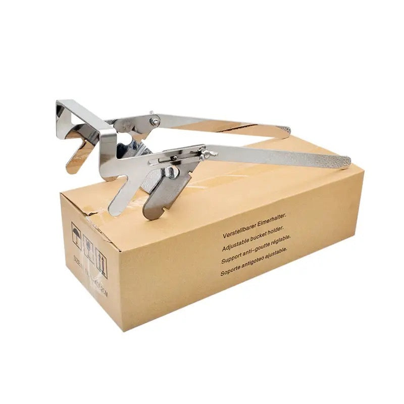 Porta secchiello regolabile per tutti i secchi per miele e hobbock in acciaio inox