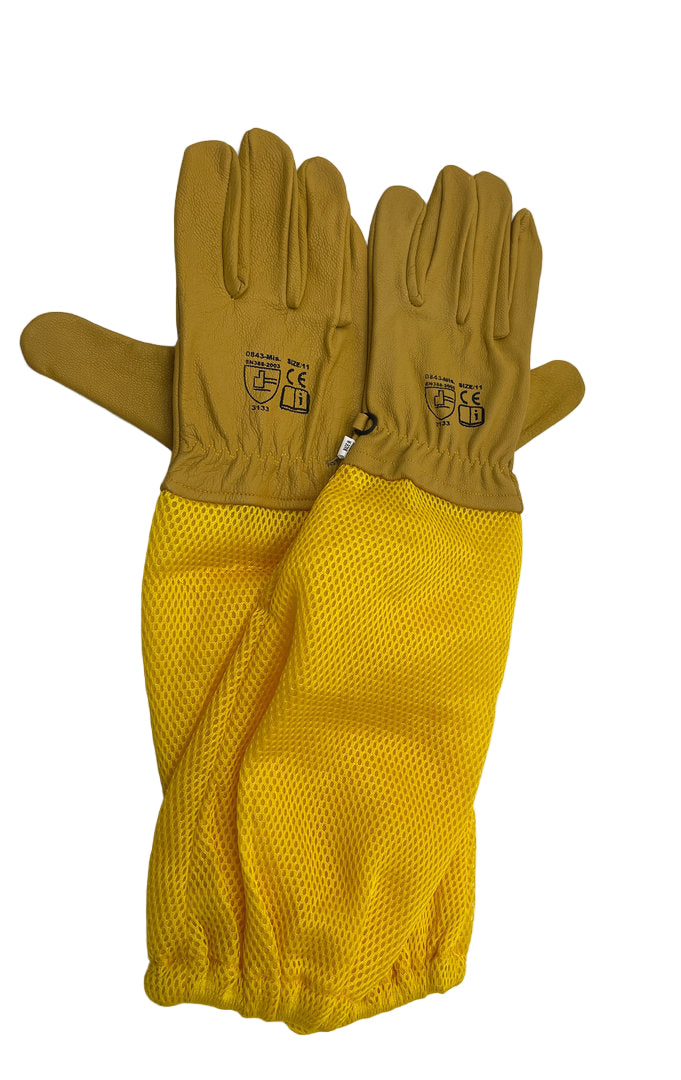 Gants d'apiculteur jaunes avec maille en peau de chèvre extra douce