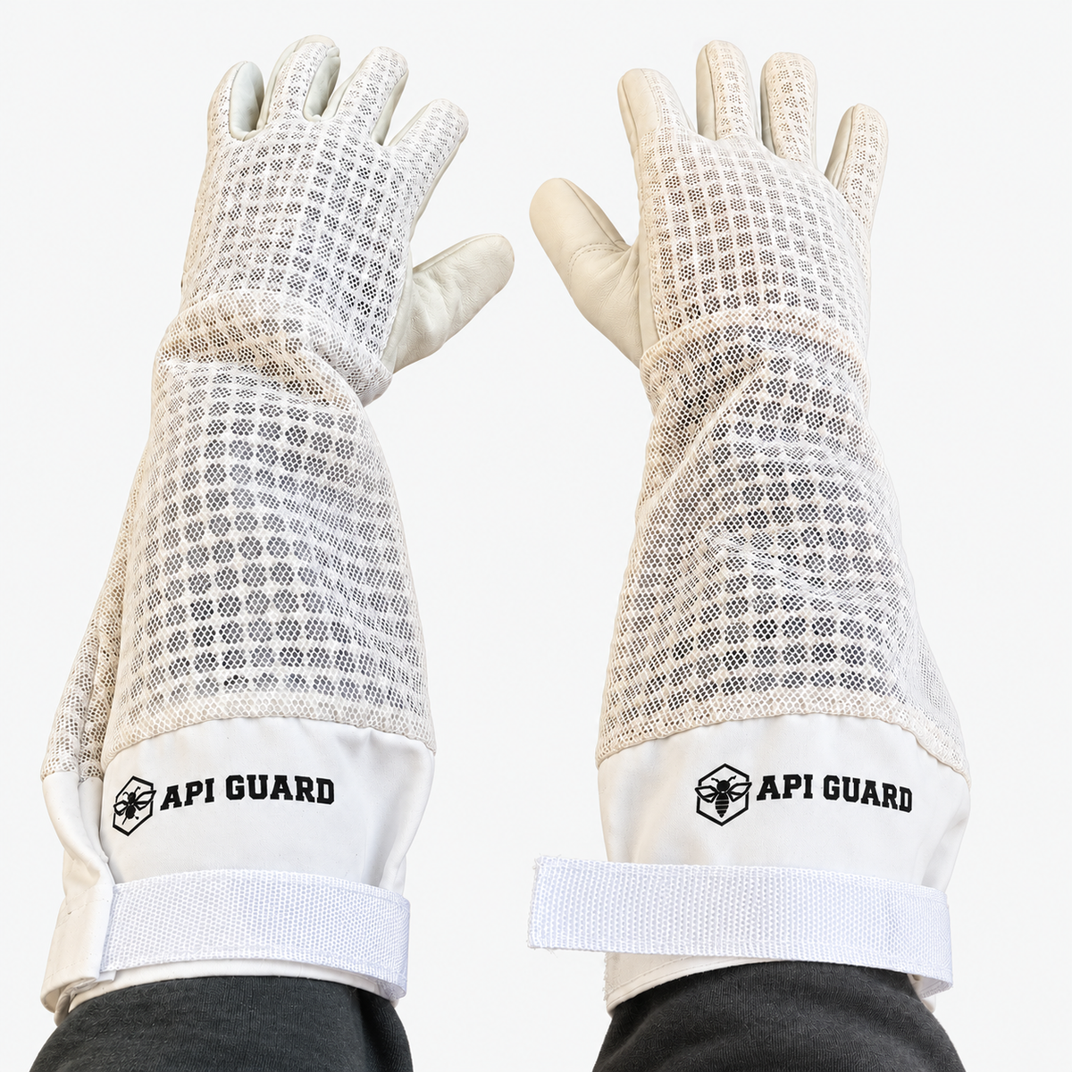 Beekeeping gloves made of sheepskin with 3-layer white mesh fabric (Copy)