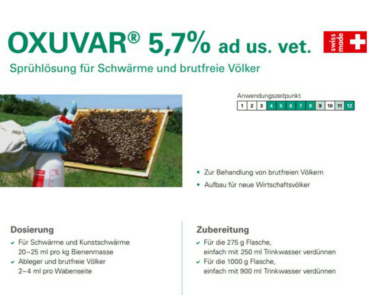 Andermatt BioVet OXUVAR 5.7% - 275g - 1000g Oxalic acid for Varroa treatment, Varroa mite summer