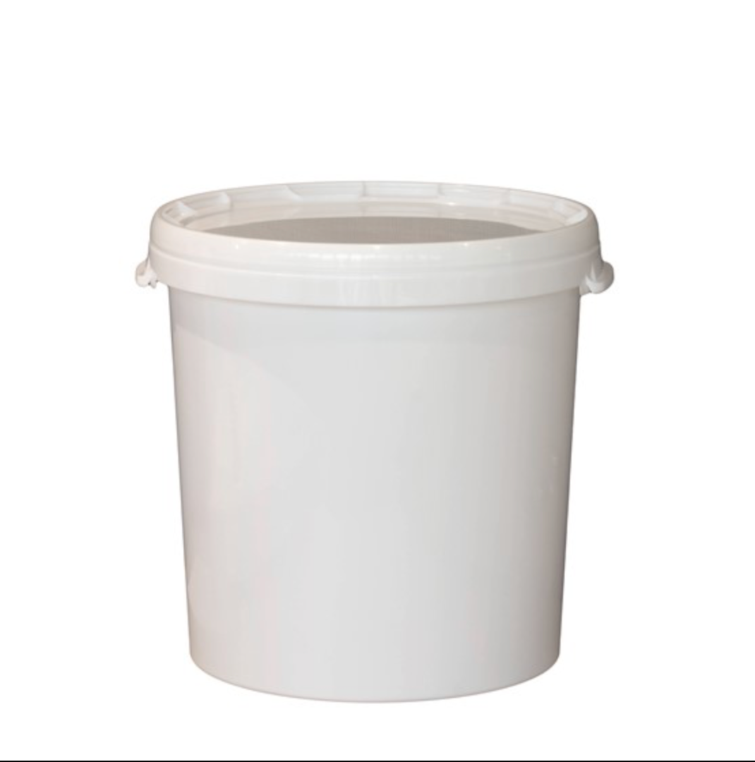 Hobbock 40 kg, kunststof emmer ca. 33 l honingwit zeer stabiel
