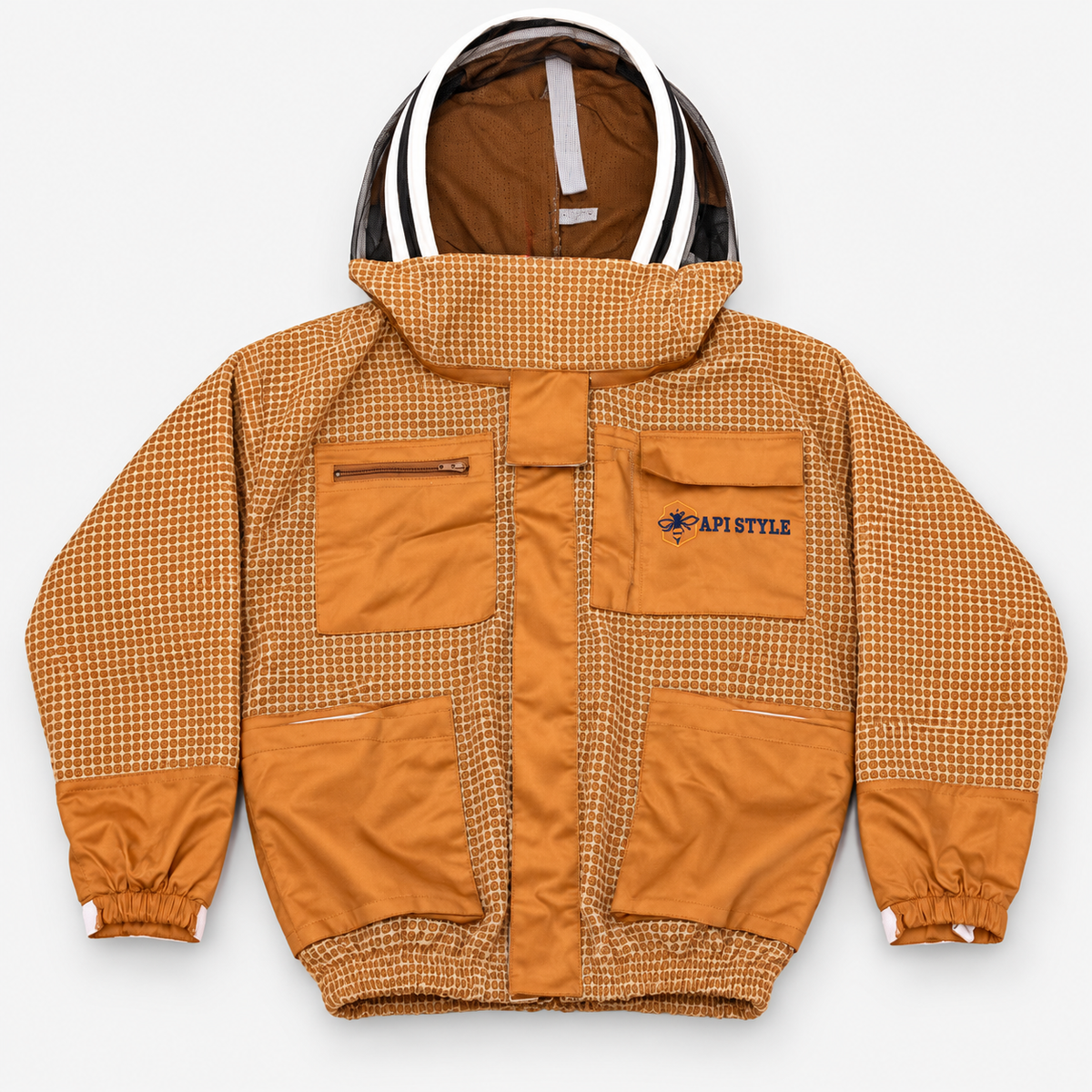 API STYLE Beekeeping Jacket Brown – fully ventilated unisex beekeeping jacket with astronaut veil