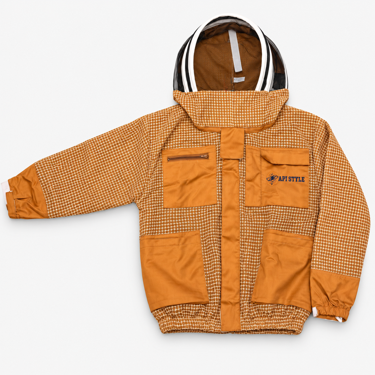 API STYLE Beekeeping Jacket Brown – fully ventilated unisex beekeeping jacket with astronaut veil
