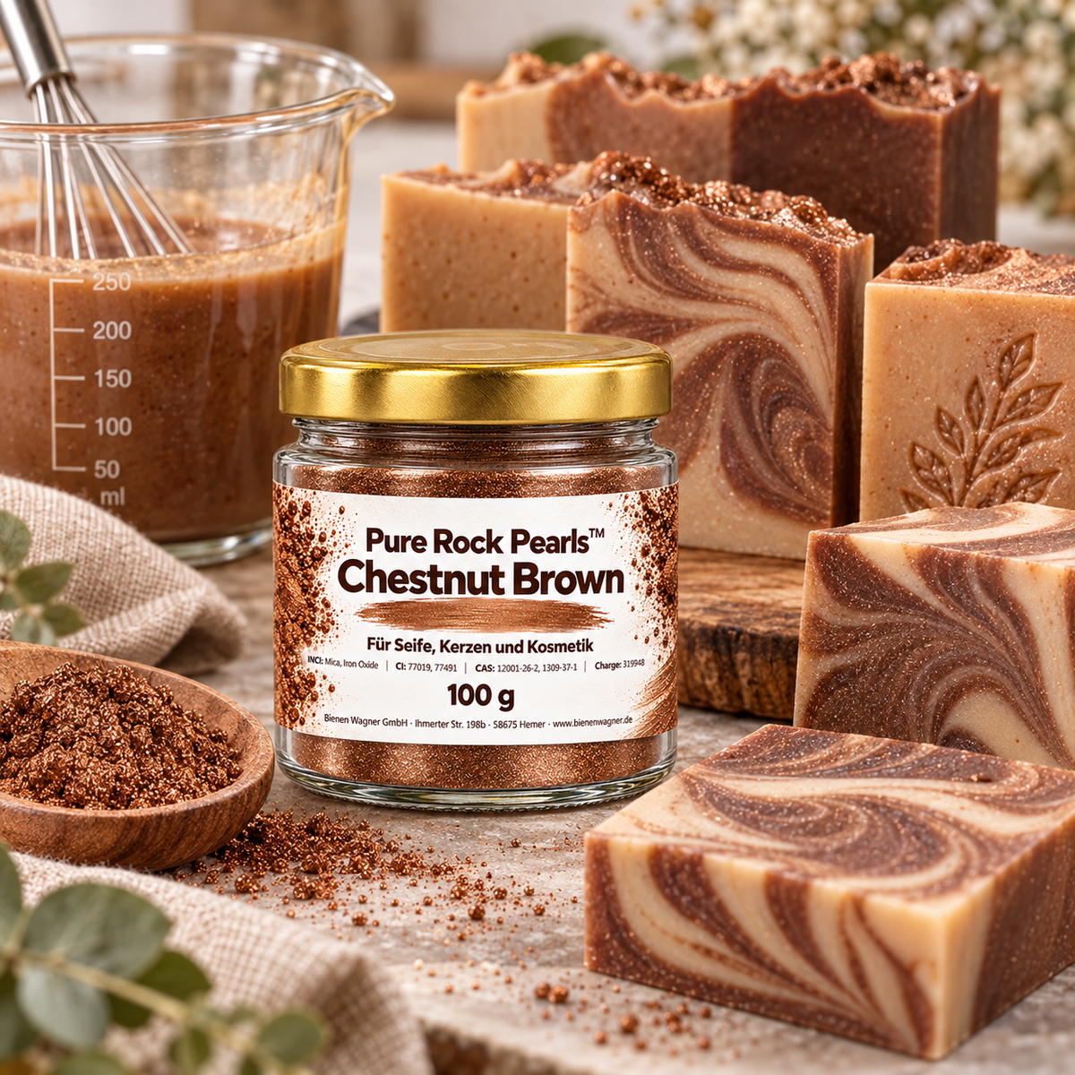 Soap Color Brown – Pure Rock Pearls™ Chestnut Brown Pigment for Soap, Candles & Cosmetics