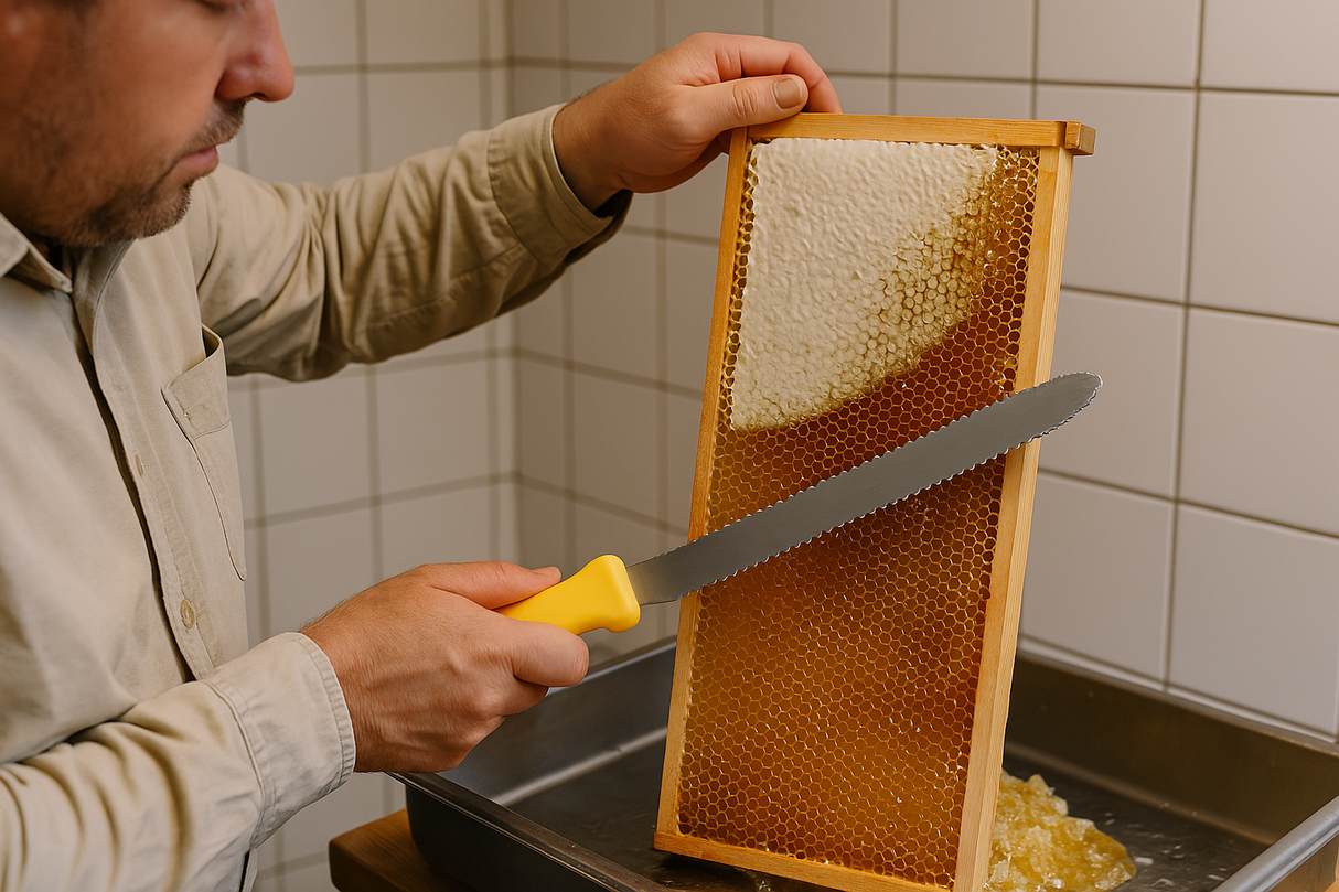 Ontzegelmes gekarteld gekartelde rand 27 cm lemmet honingraat ontzegeling