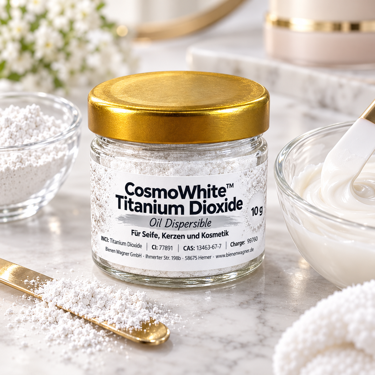 Colorant blanc pour savon – pigment de dioxyde de titane pour savon, bougies et cosmétique | CosmoWhite™
