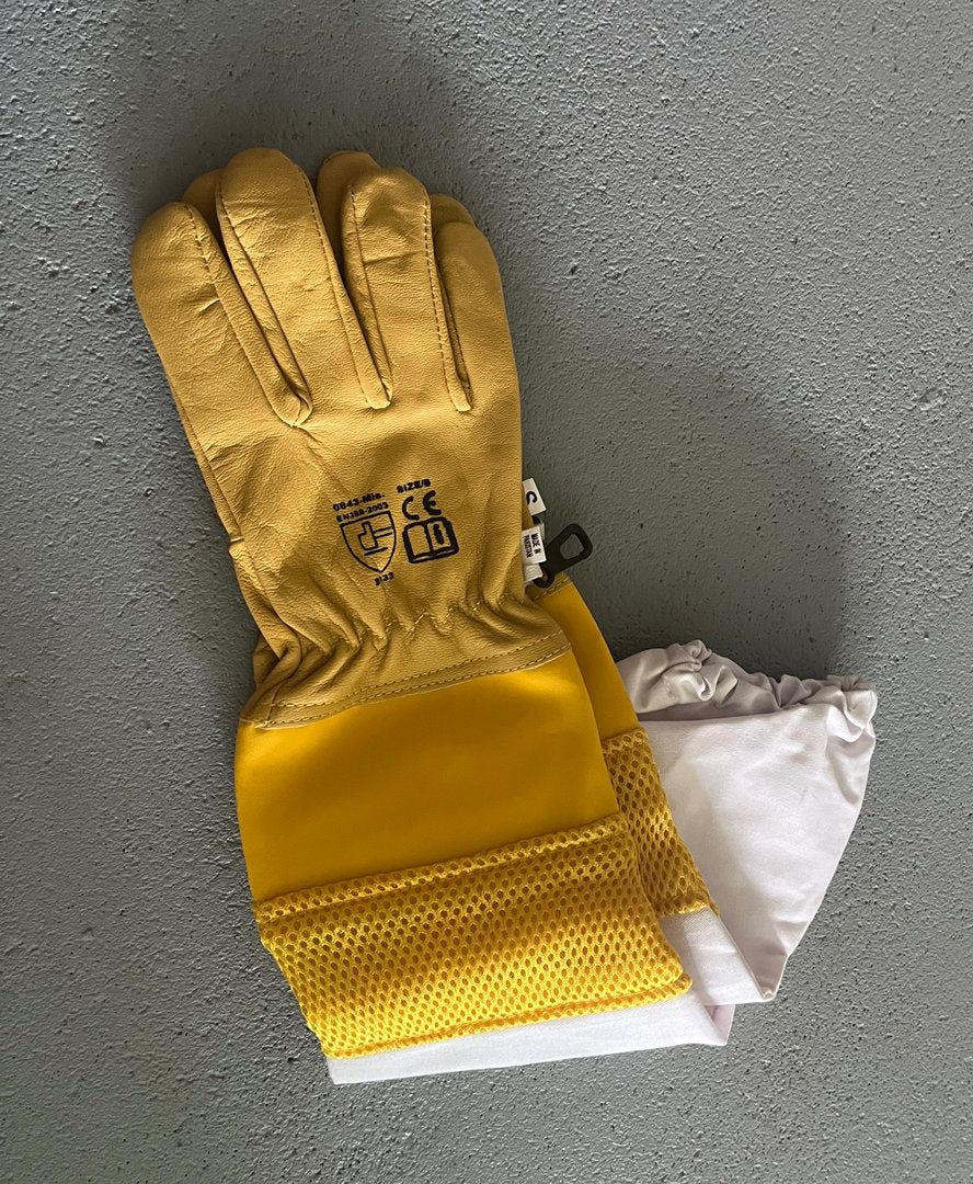 Gants d'apiculteur jaunes avec maille en peau de chèvre extra douce