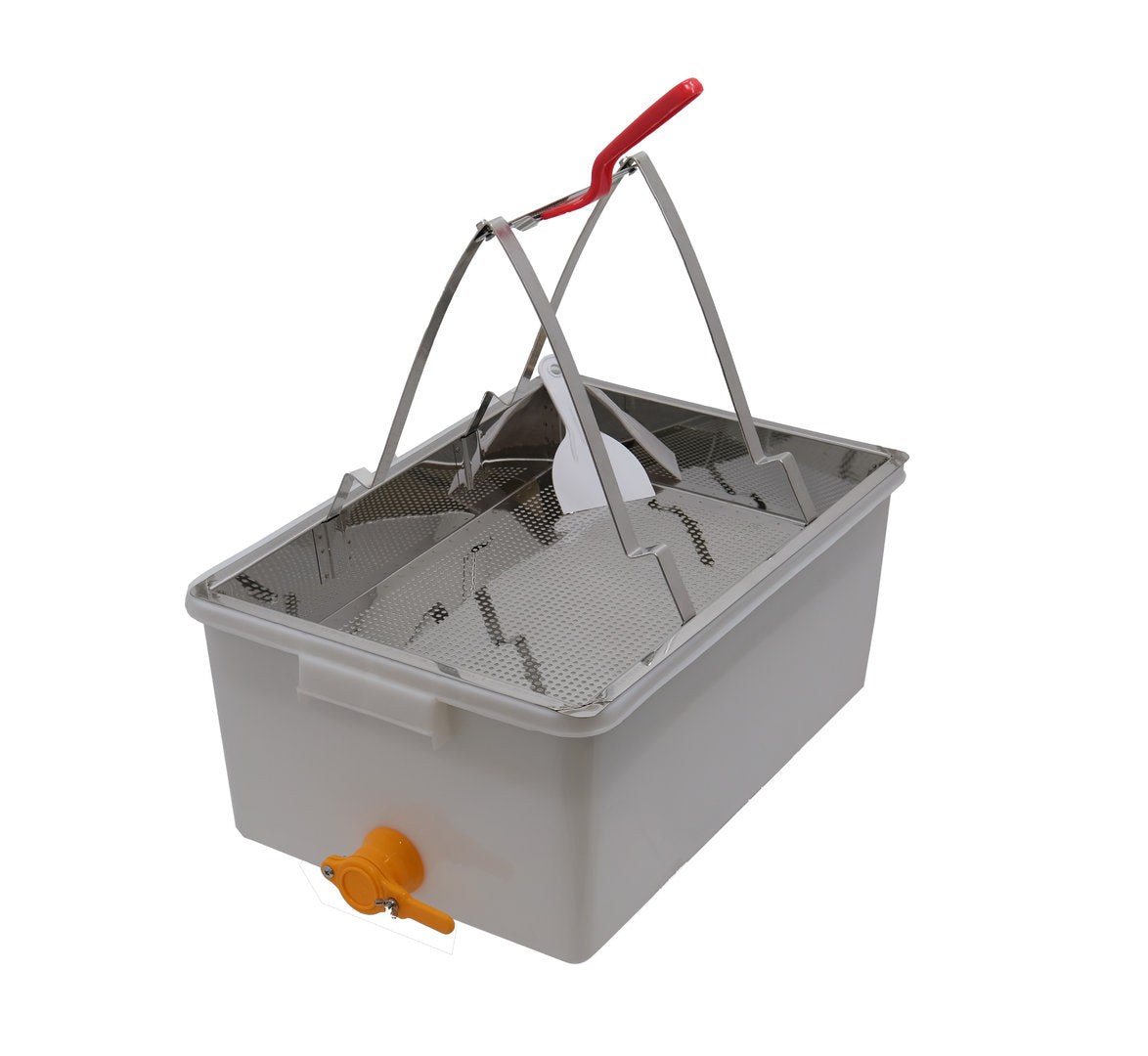 Ontdoppende schalen voor 2 personen Profile Line RVS groot met kunststof opvangbak + RVS zeef