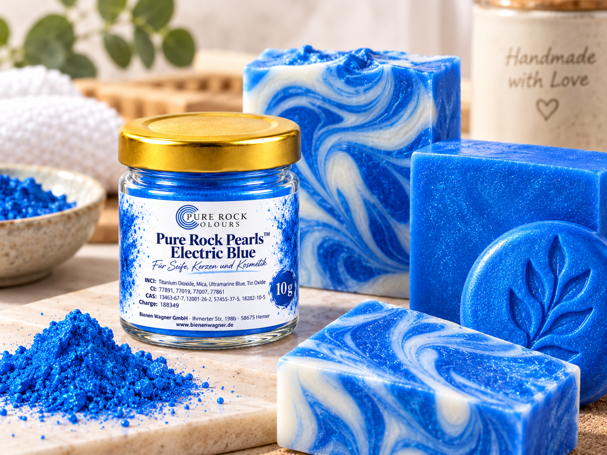 Colorant bleu pour savon – pigment pour savon, bougies & cosmétique | Pure Rock Pearls™ Electric Blue