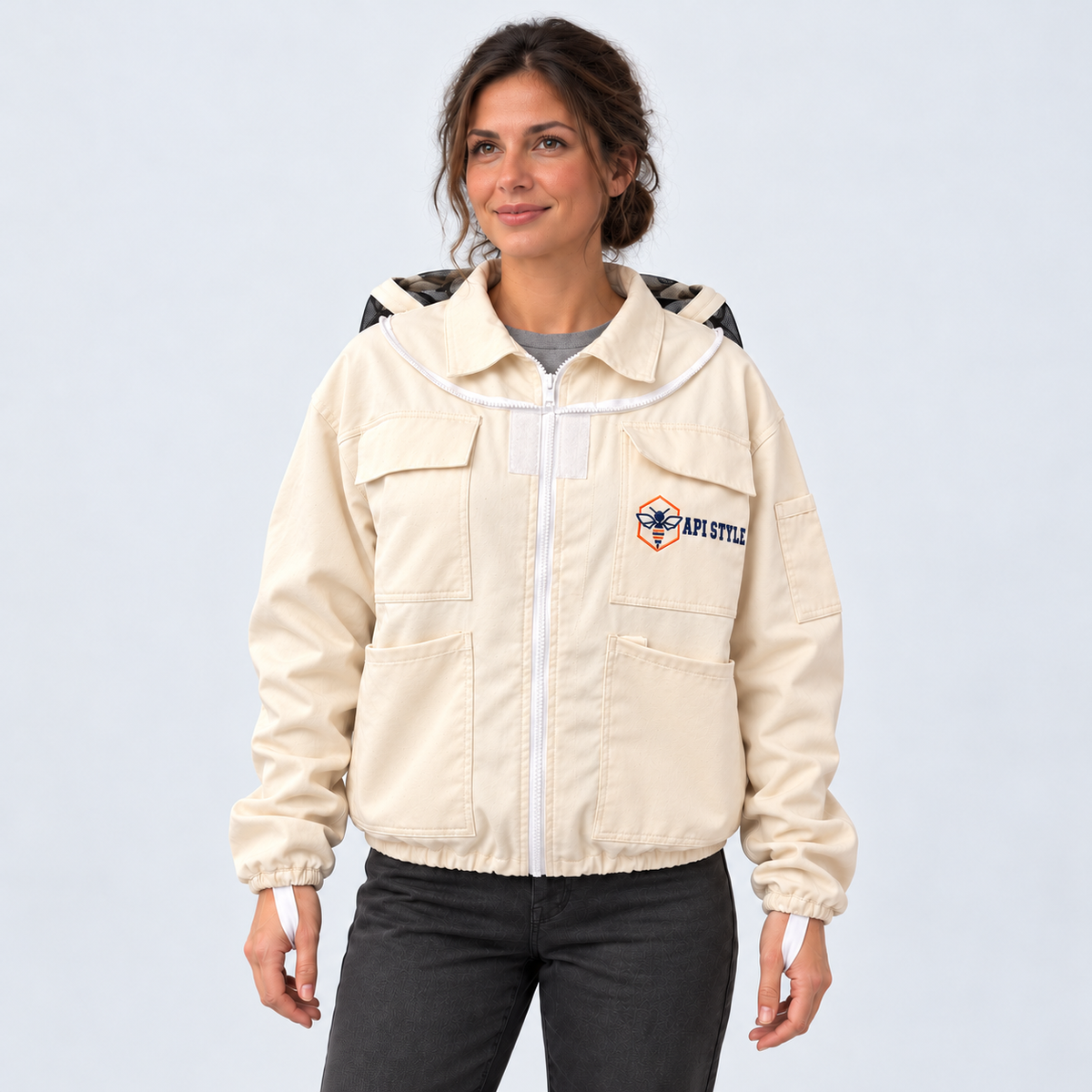 API STYLE Beekeeping Jacket Natural – lightweight cotton jacket with detachable veil for women and men