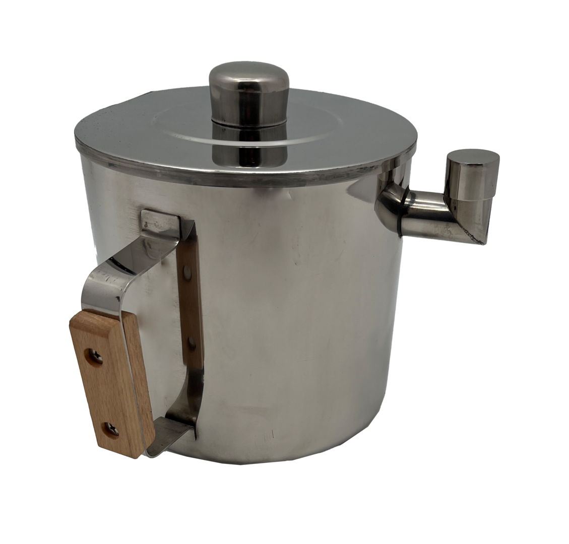 Bijenwas schenkbak grote RVS dubbelwandige schenkpot ca. 2L