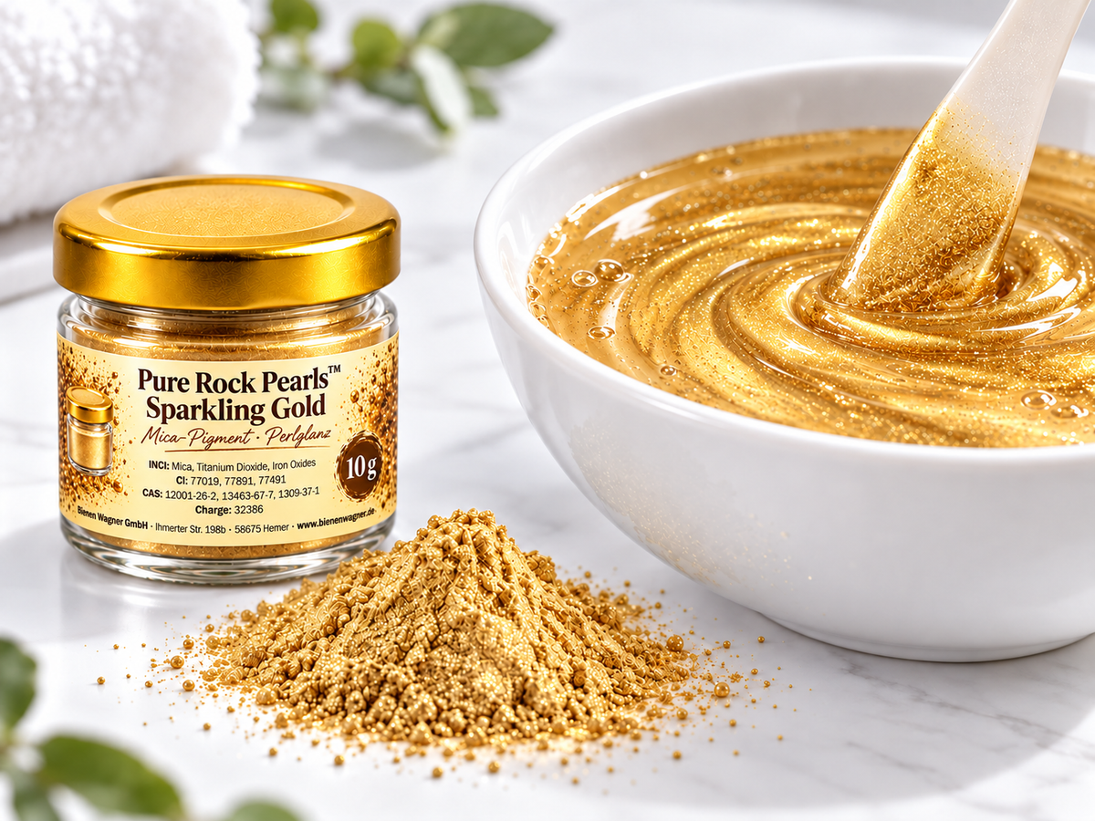 Soap Colour Gold – Mica Pigment for Soap, Candles & Cosmetics | Pure Rock Pearls™ Sparkling Gold