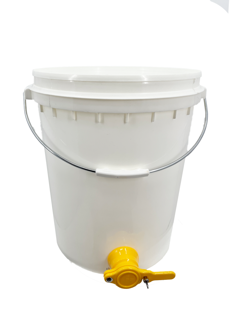 Vullen van hobbock met knijpkraan voor honing Honingvuller vulemmer 40 kg