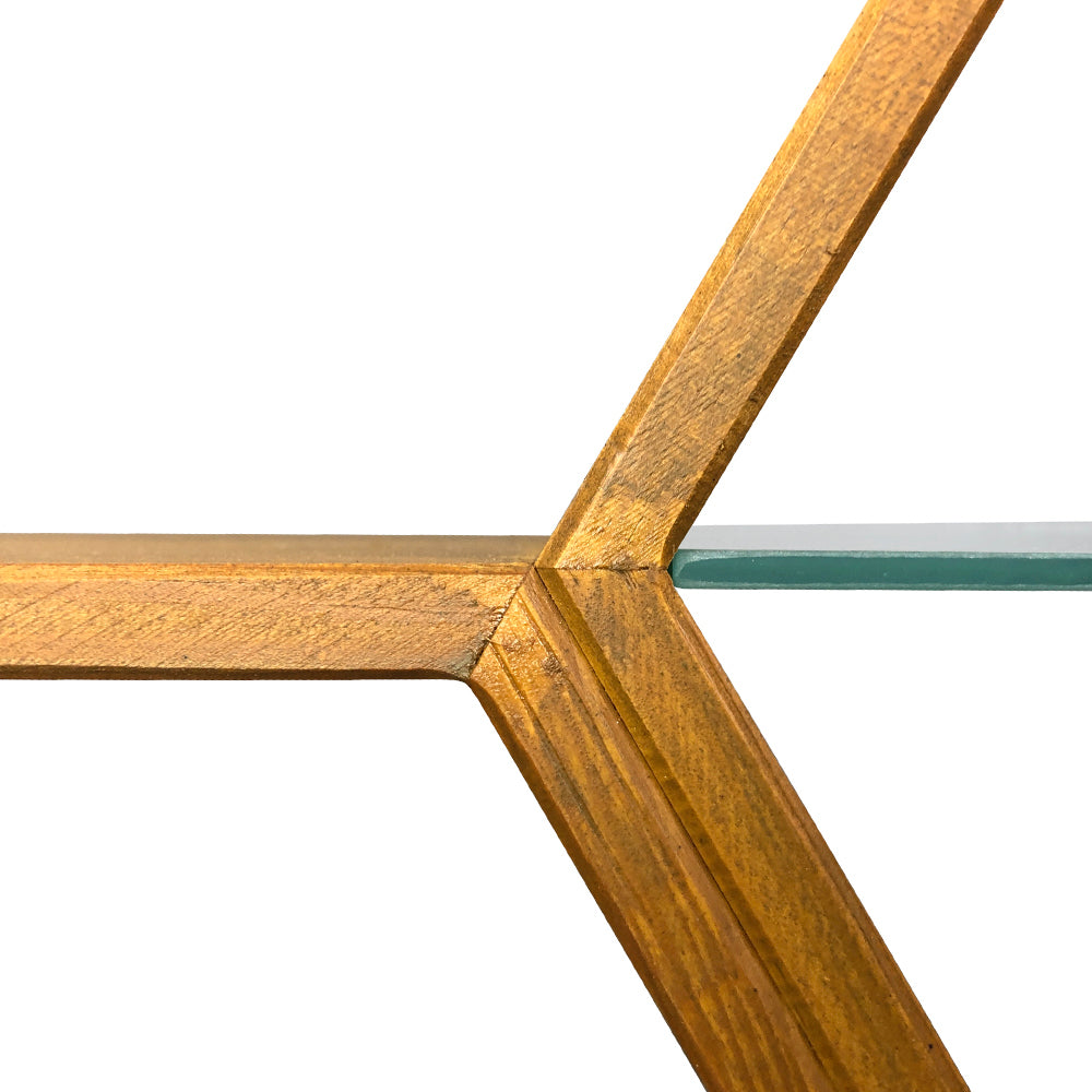 Honing wandvitrine klein in honingraatvorm houten plank honingraatlook