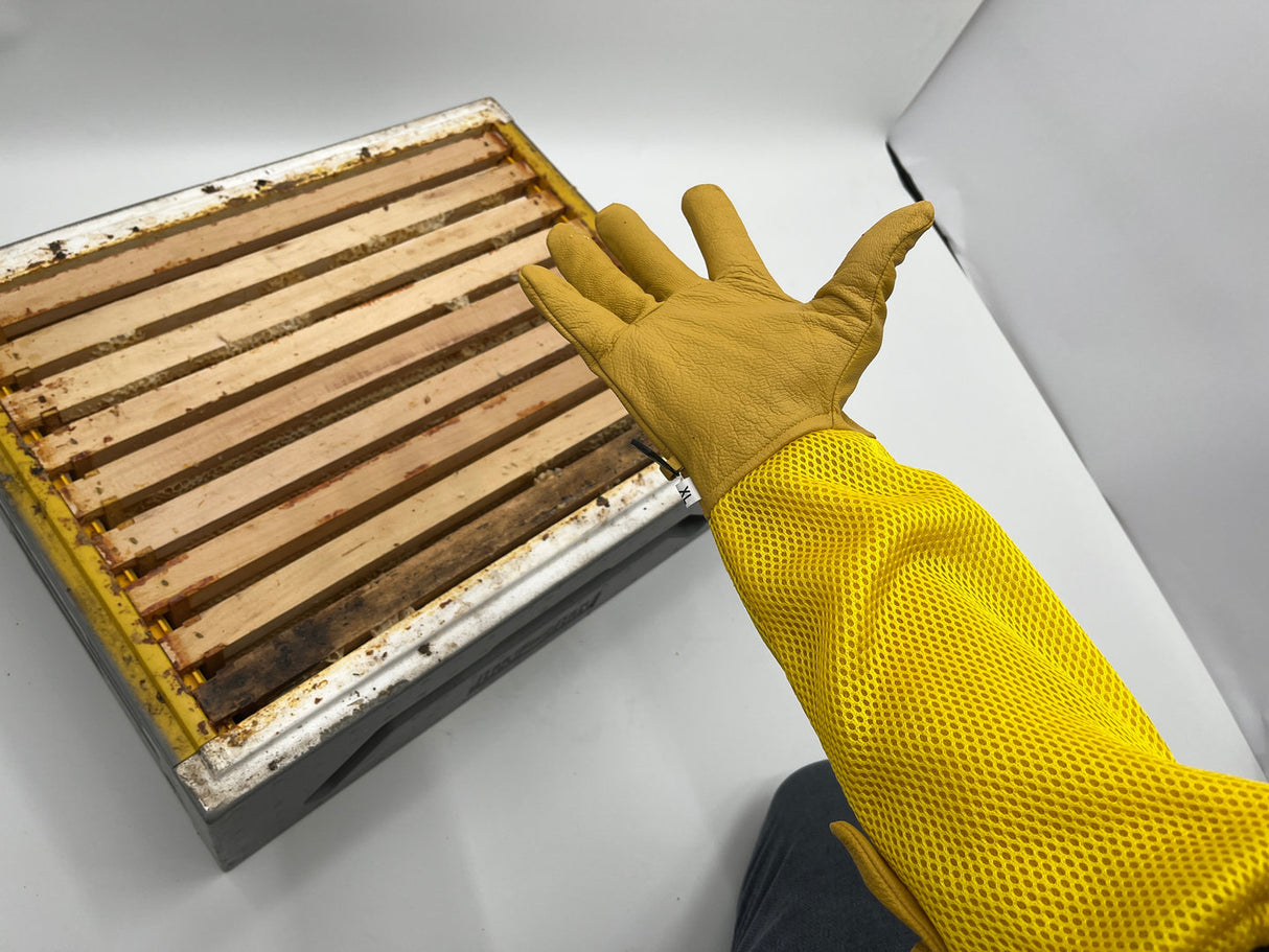 Gants d'apiculteur jaunes avec maille en peau de chèvre extra douce