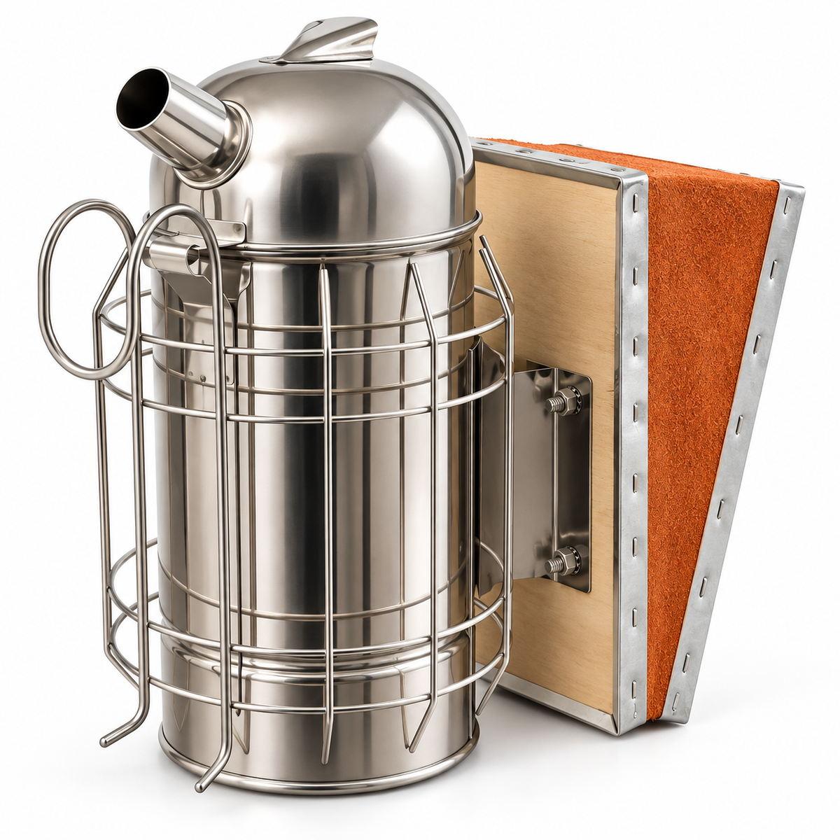 Enfumoir avec godet intérieur, soufflet en cuir et protection thermique, enfumoir pour abeilles au design classique