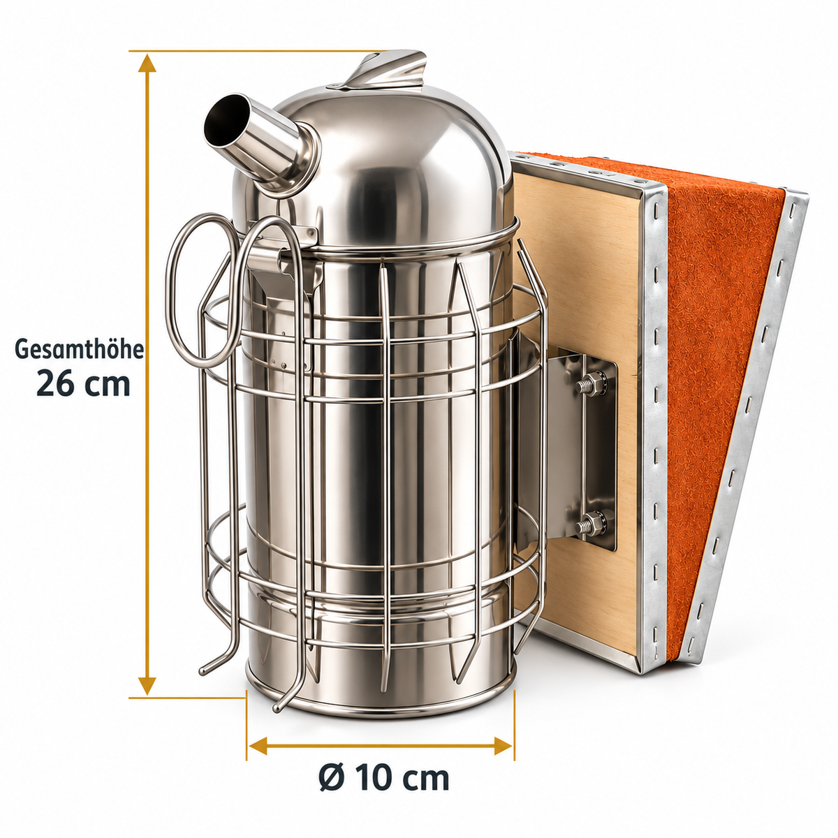 Enfumoir avec godet intérieur, soufflet en cuir et protection thermique, enfumoir pour abeilles au design classique