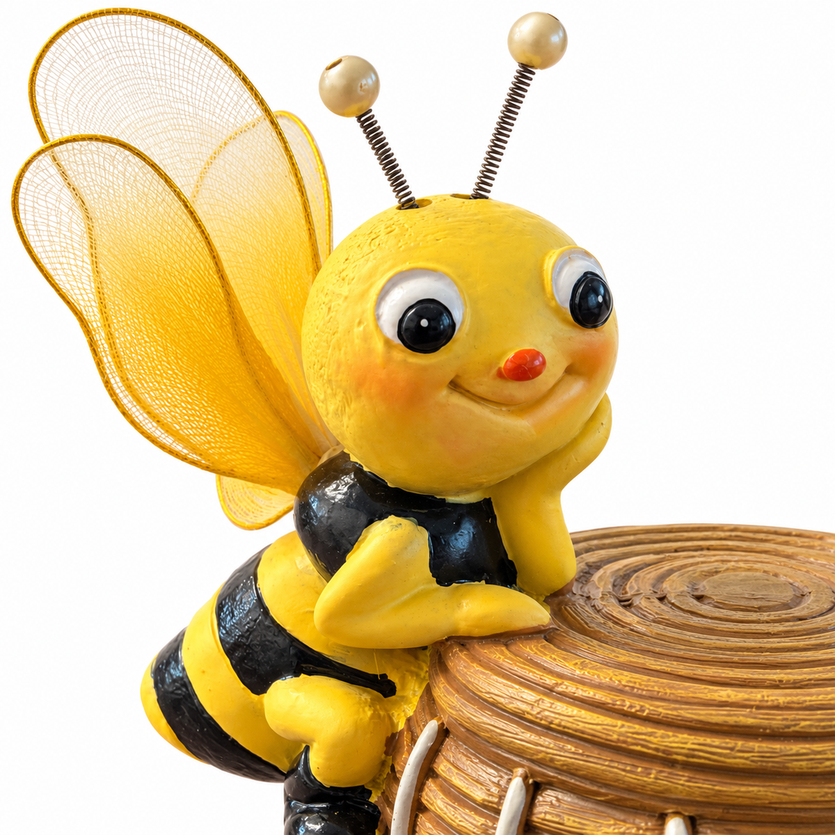 Bee Skep Money Box with Bee – hand-painted resin figurine, 16 cm | Gift for Beekeepers