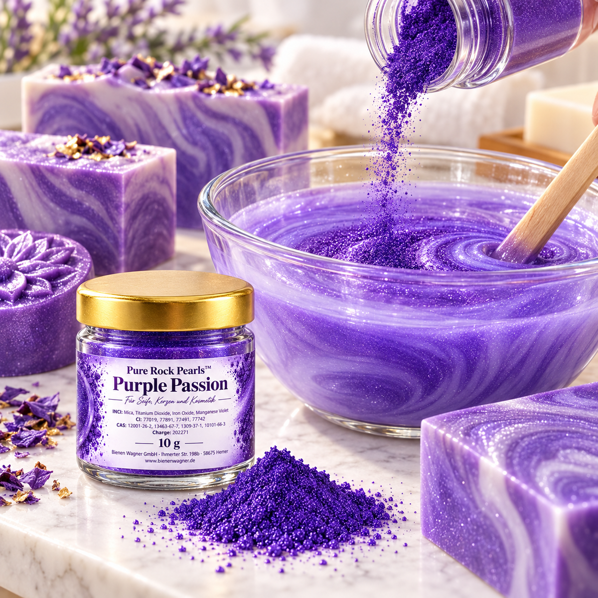 Soap Colour Lilac Violet – Pigment for Soap, Candles & Cosmetics | Pure Rock Pearls™ Purple Passion