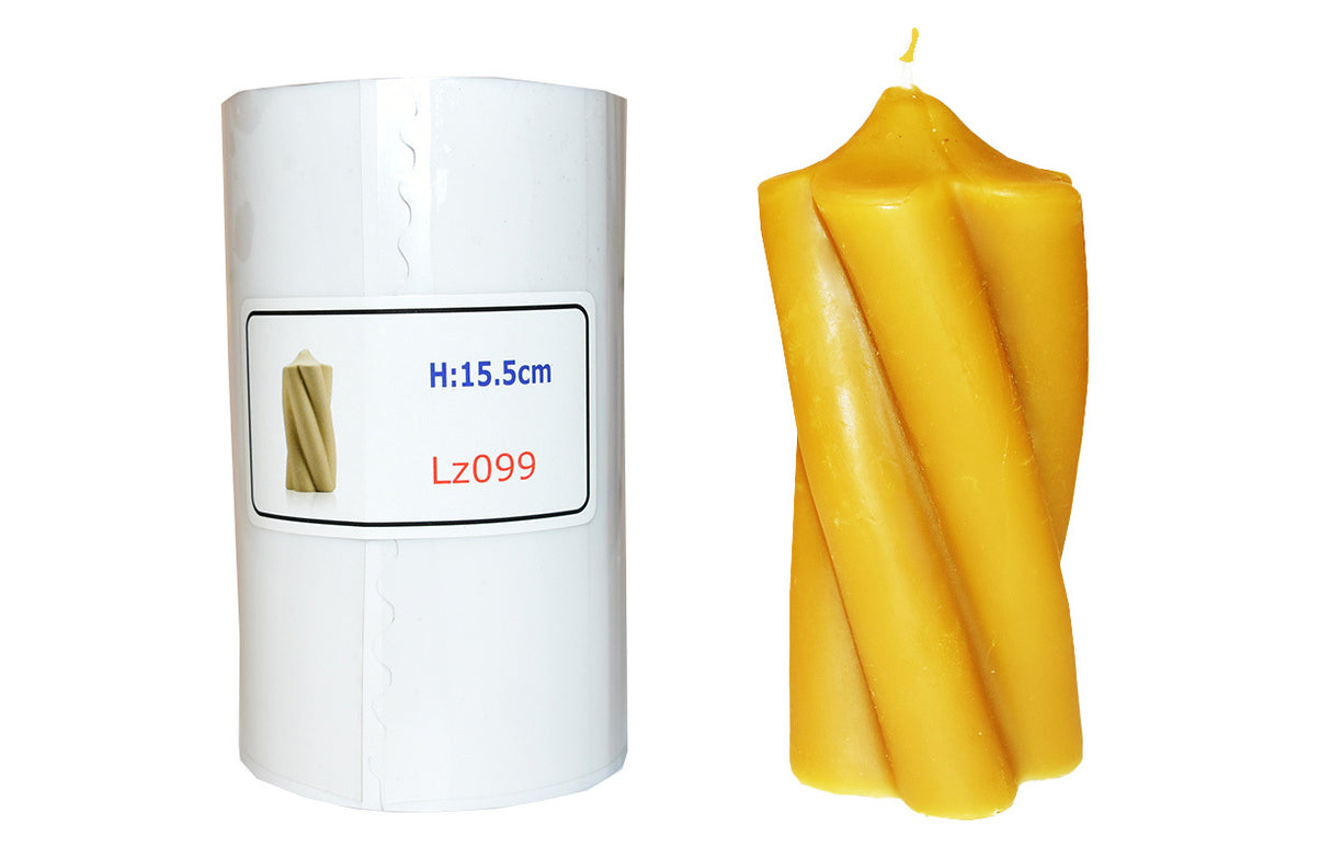 Silicone candle mold for beeswax and candle wax Lz099 pillar candle twisted large