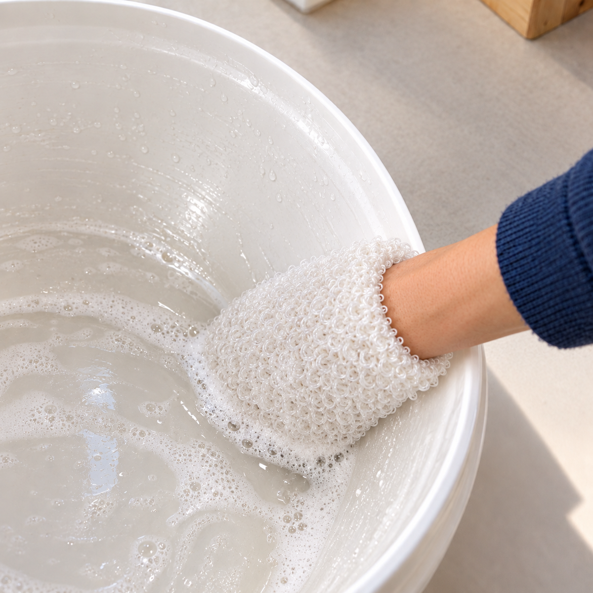 Cleaning set for beekeepers – wash glove & honey scraper for stainless steel and plastic
