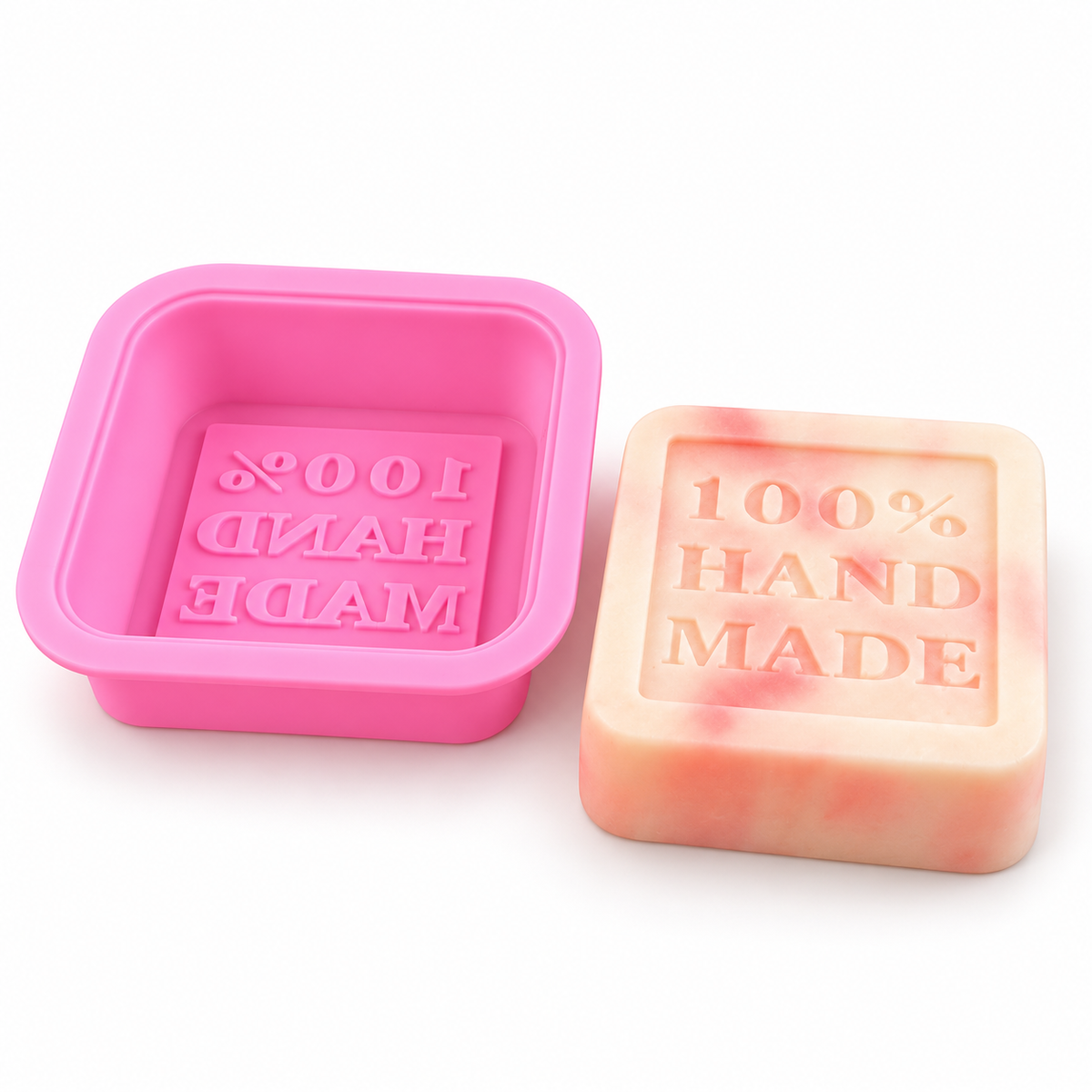 Moule à savon en silicone « 100% HAND MADE » – coulez vous-même des savons rectangulaires