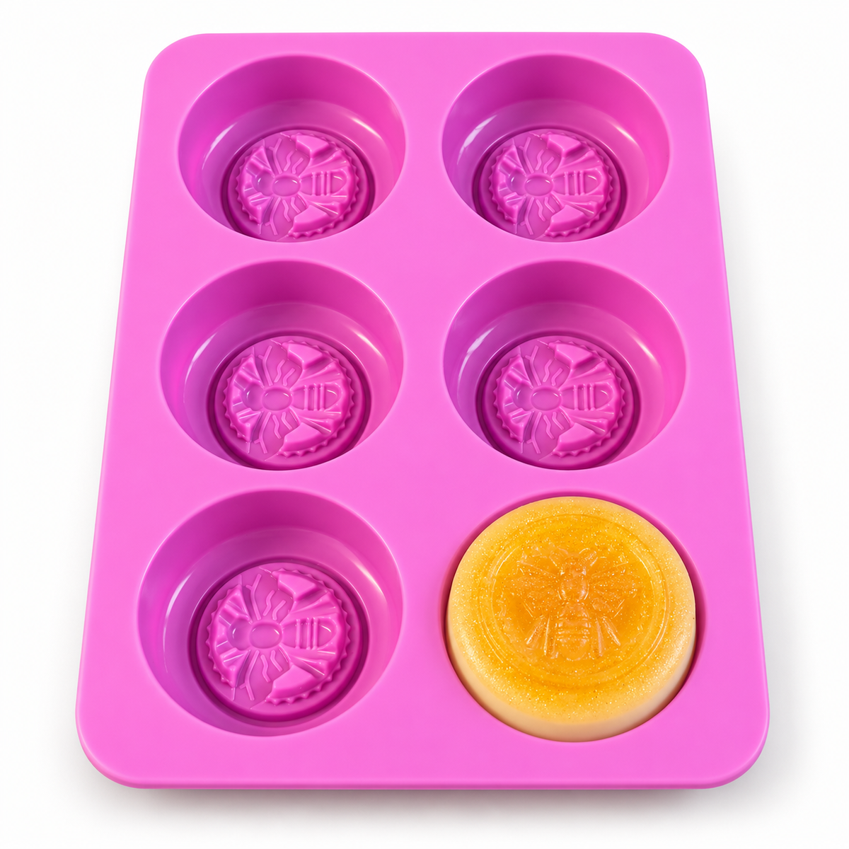 Zeepvorm bij uit silicone – 6 ronde holtes voor honingzeep & glycerinezeep meervoudige zeepgietvorm