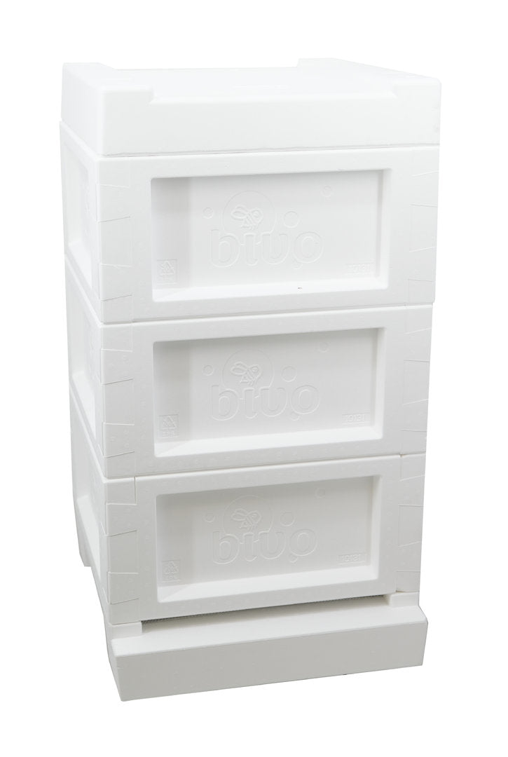 Original Segeberger Beute 3 Zargen in Teilen mit Schienen Deutsch Normal Styropor Beute