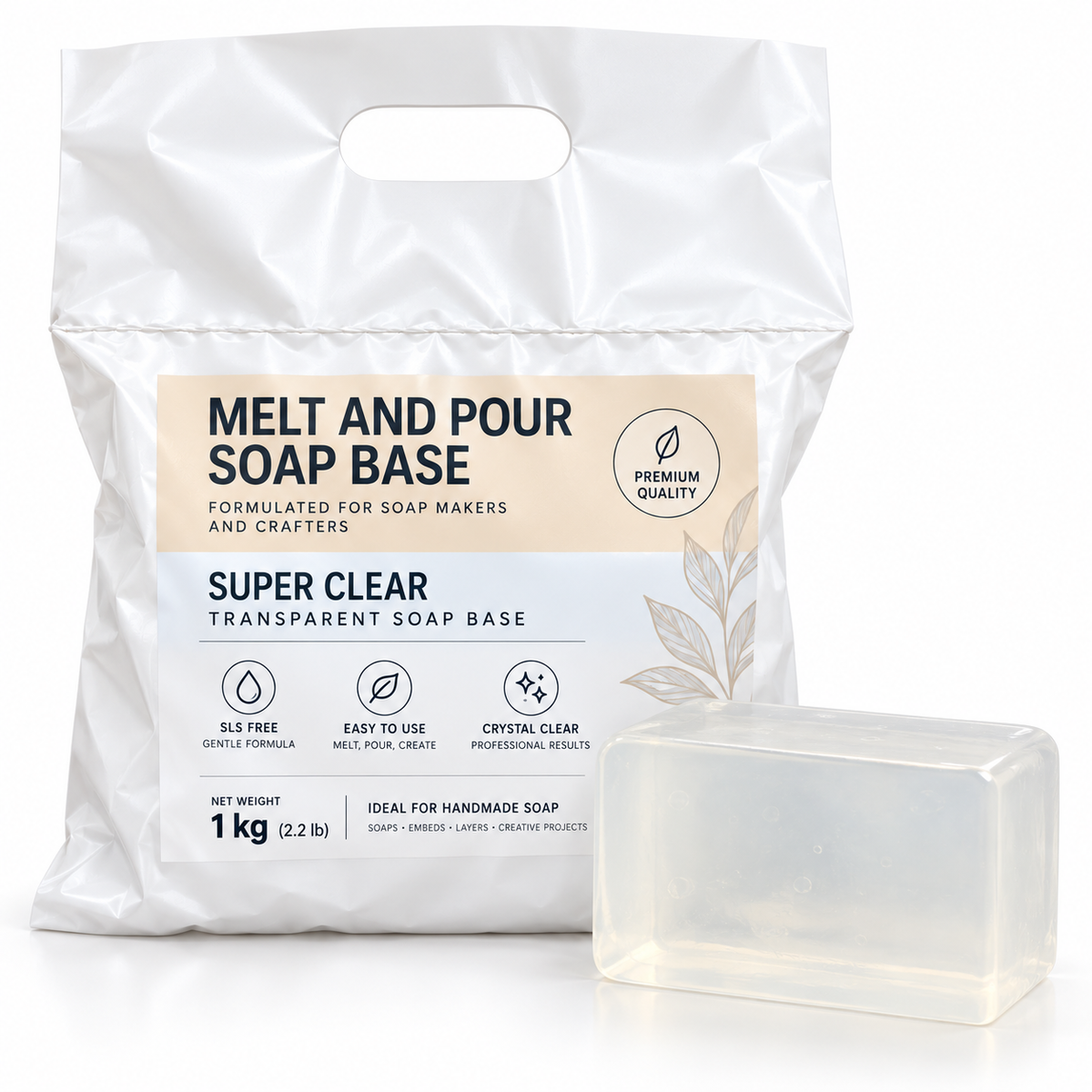Transparent glycerine soap base 1 kg – Super Clear melt-and-pour soap base for soap making
