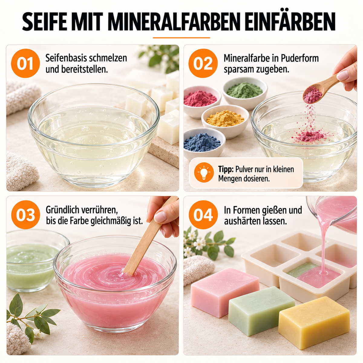 Base per sapone Melt & Pour bianca – 1 kg | Vegana, senza olio di palma e facile da lavorare