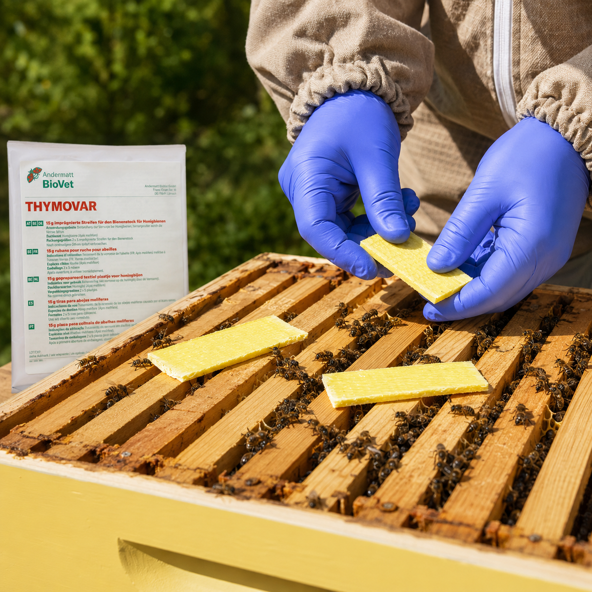 THYMOVAR® gegen Varroa Tymaol 10 Pakete 2x5 Schwammtuch Plättchen Präparat für Sommerbehandlung