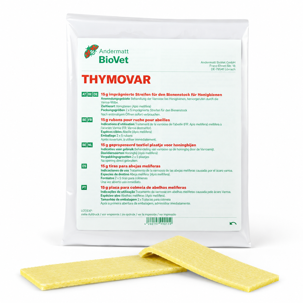 THYMOVAR® gegen Varroa Tymaol 10 Pakete 2x5 Schwammtuch Plättchen Präparat für Sommerbehandlung