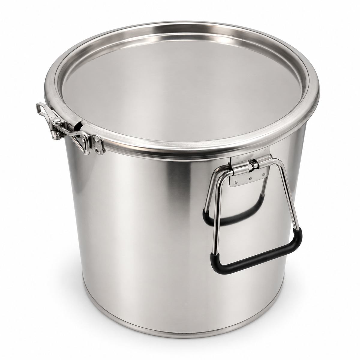 Secchio per cera e miele da 20 L in acciaio inox – con coperchio e anello di serraggio