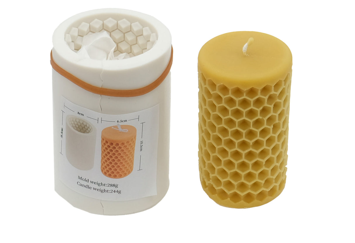 Silicone candle mold for beeswax and candle wax, large pillar candle, honeycomb candle 10x6cm