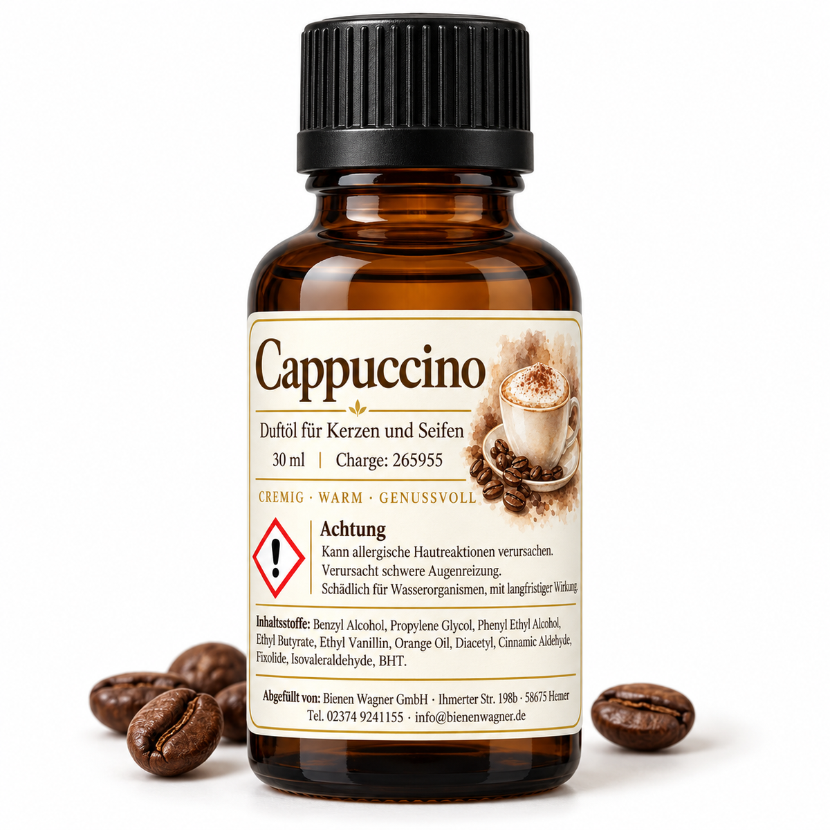 Cappuccino Duftöl 30 ml – Kaffeeduft für Kerzen & Seifen