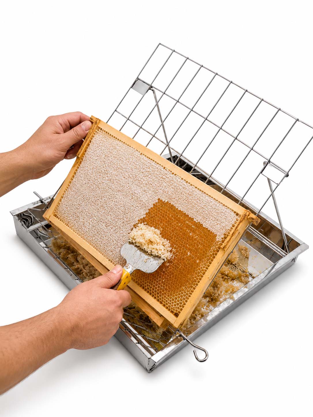 Simple stainless steel uncapping dishes for discovering the honeycombs