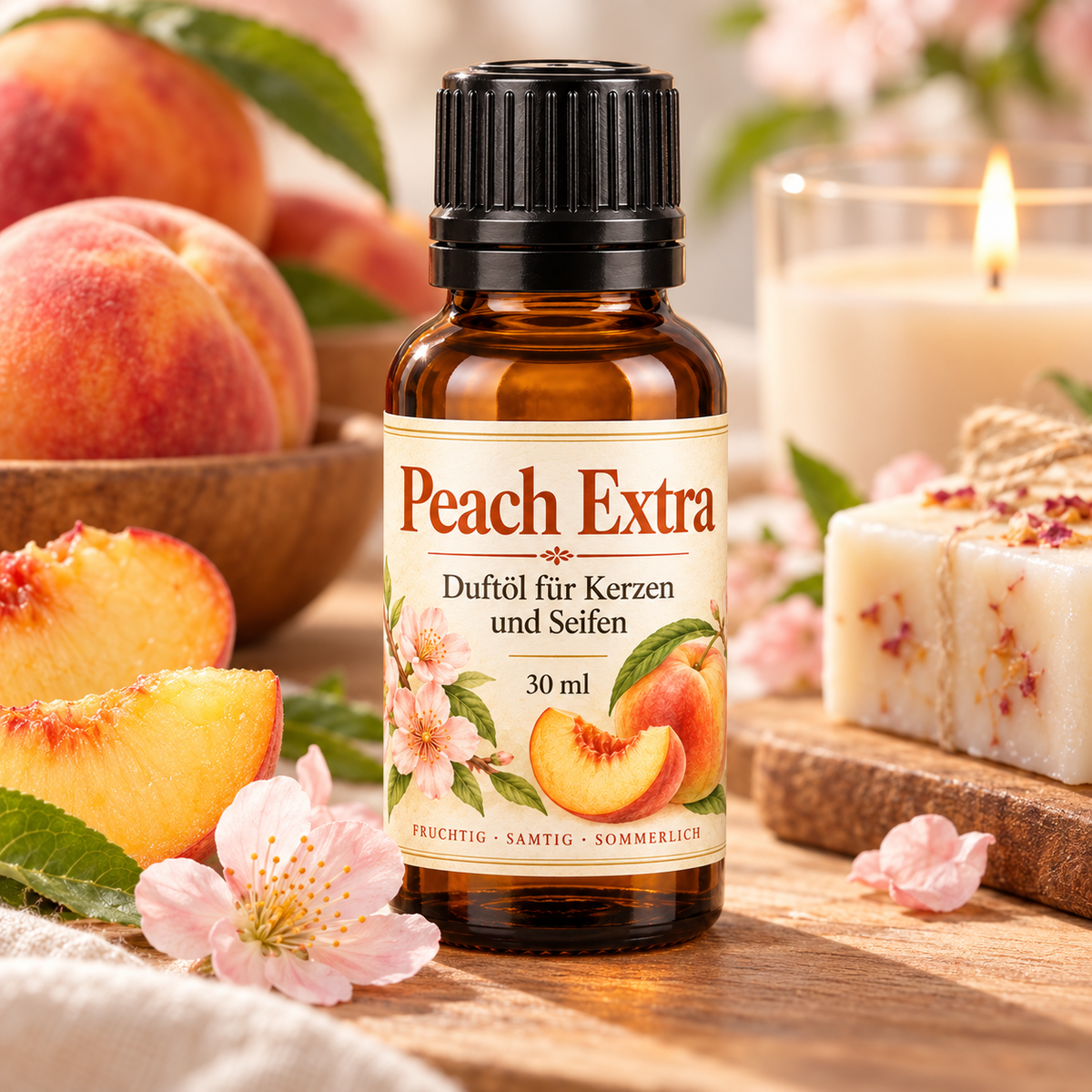 Olio profumato Peach Extra 30 ml – olio profumato alla pesca per candele e saponi