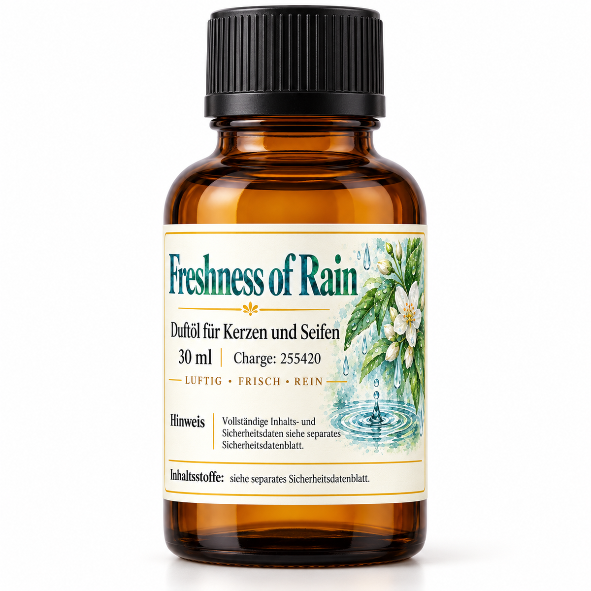 Huile parfumée Freshness of Rain 30 ml – parfum frais pour bougies & savons