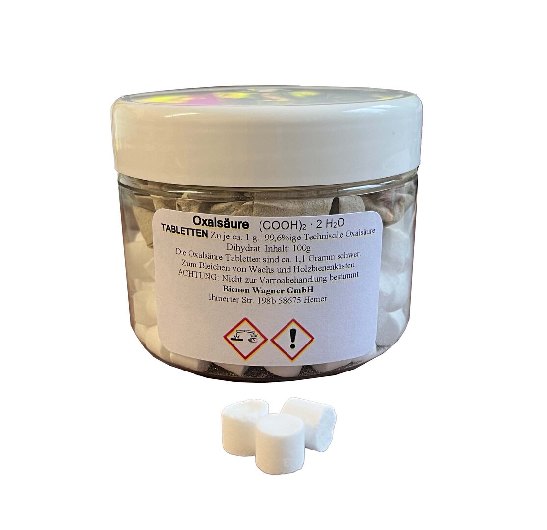 Oxalic acid tablets. Pure oxalic acid dihydrate. Pressed into 1g tablets.