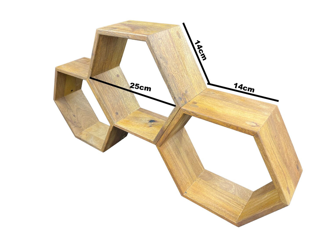 Honing wandvitrine klein in honingraatvorm houten plank honingraatlook