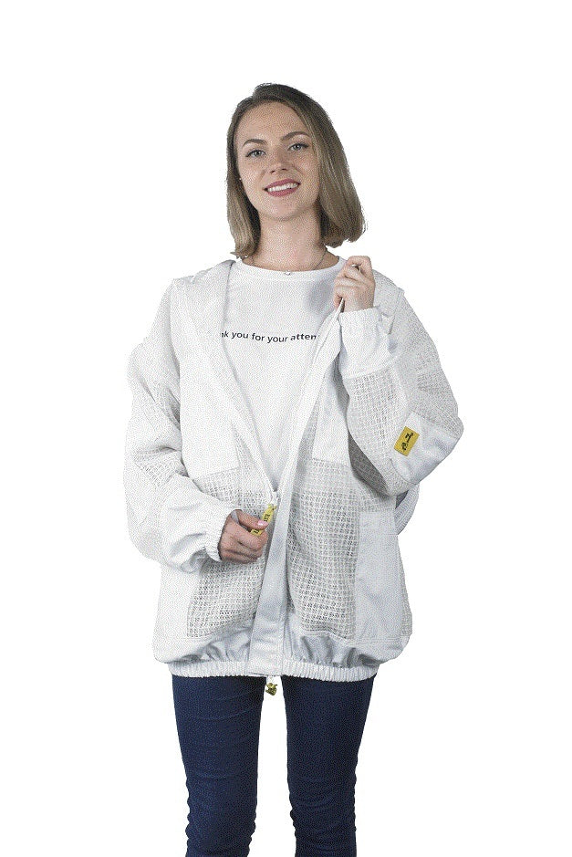 Imkerjacke Premium weiß mit Hutschleier und Brusttaschen verschiedene Größen kaufen bei Imkerjacke Premium weiß mit Hutschleier und Brusttaschen verschiedene Größen kaufen bei