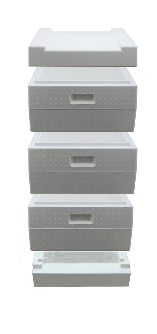 Original Segeberger hive, 3 frames with rails, German standard polystyrene hive