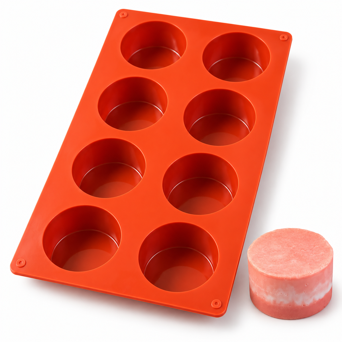 Ronde zeepvorm van siliconen – 8 holtes voor glycerinezeep, laagjeszeep & DIY-zepen meervoudige gietvorm voor zeep 