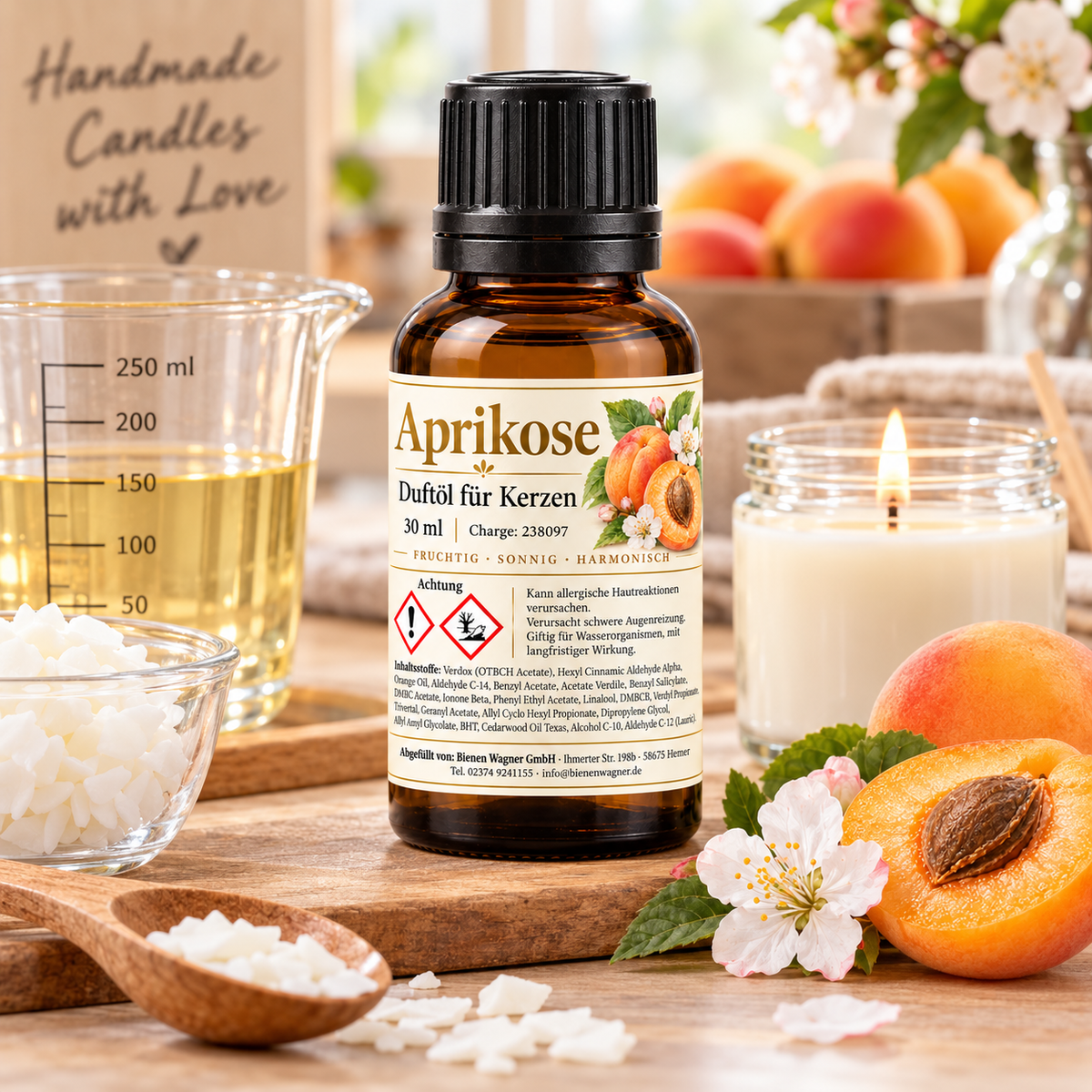 Abrikoos geurolie 30 ml – fruitige geur voor kaarsen & zepen 
