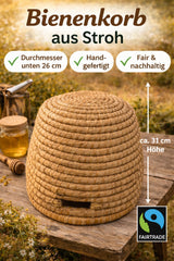 Bienenkorb Verschieden Größen  aus Stroh 26cm-35cm  – Handarbeit Fairtrade
