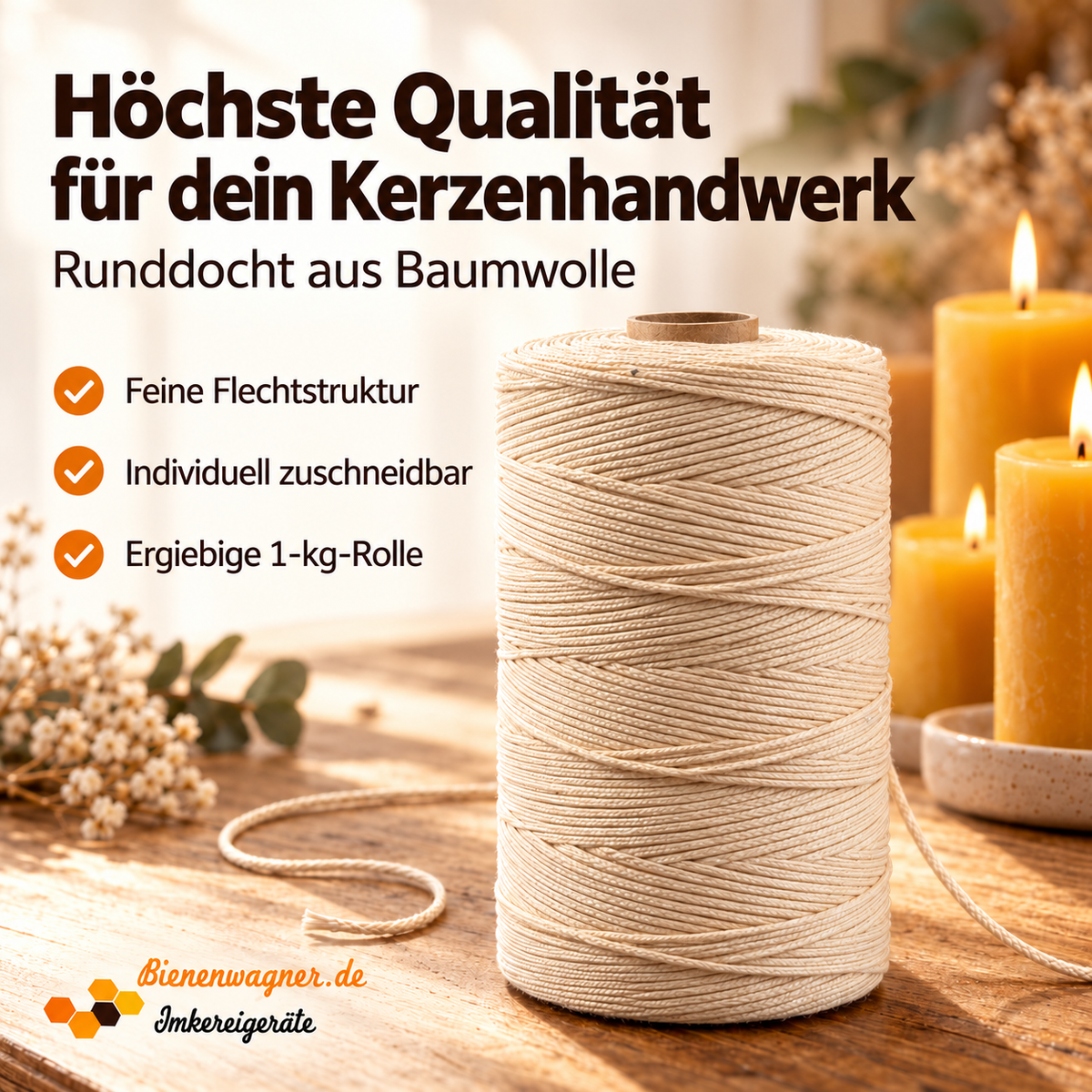 10 meters candle wick cotton wick round wick for beeswax candles, wick thickness No. 1, 2, 3, 4, 5, 6 (Copy) 