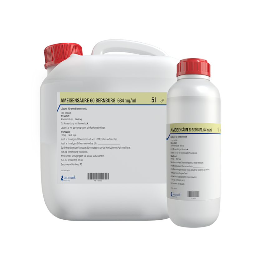 Formic acid serum, 5L canister, 60% for veterinary use, Bernburg, for bees, best before date 04.2027