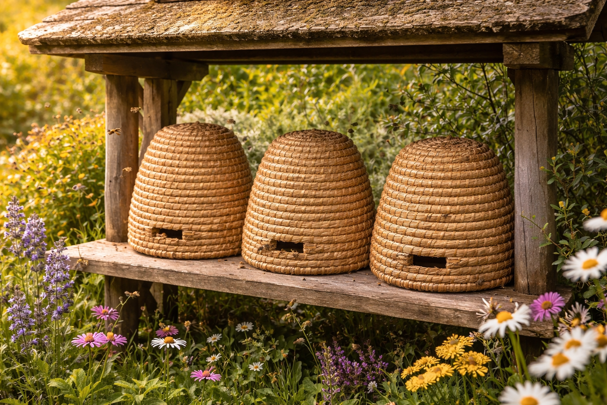 Bienenkorb Verschieden Größen  aus Stroh 26cm-35cm  – Handarbeit Fairtrade