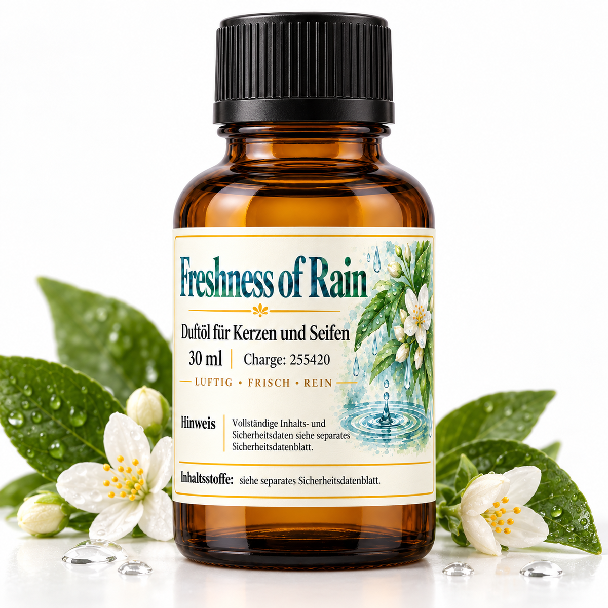 Huile parfumée Freshness of Rain 30 ml – parfum frais pour bougies & savons 