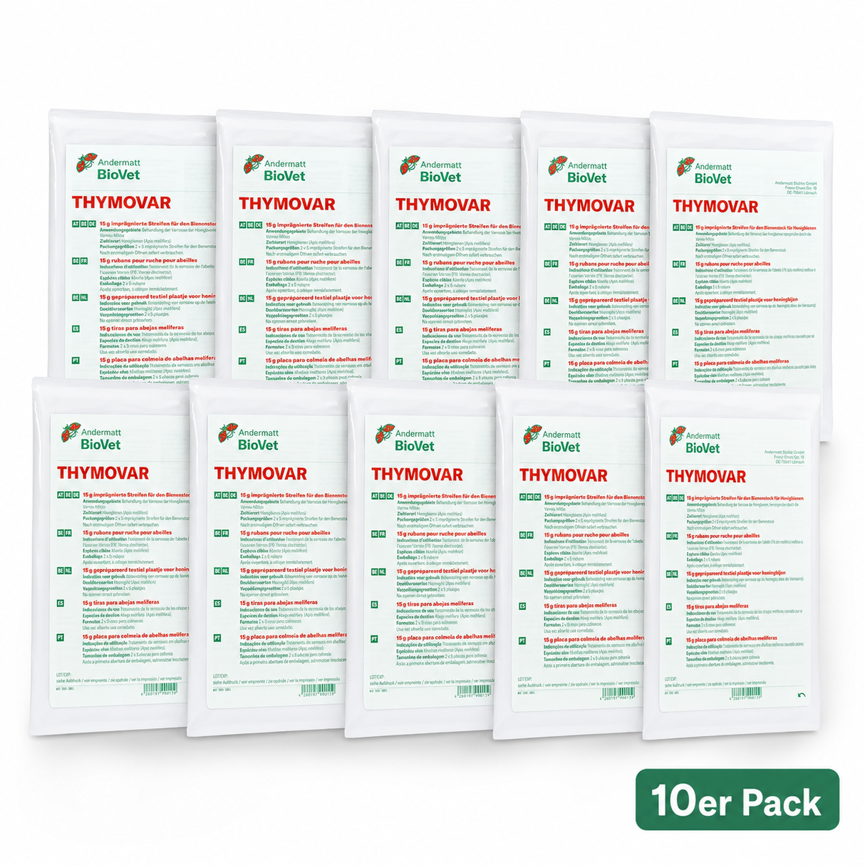 THYMOVAR® gegen Varroa Tymaol 10 Pakete  2x5 Schwammtuch Plättchen Präparat für Sommerbehandlung